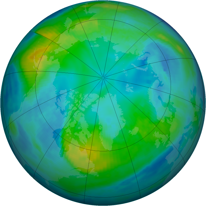 Arctic ozone map for 25 October 1998